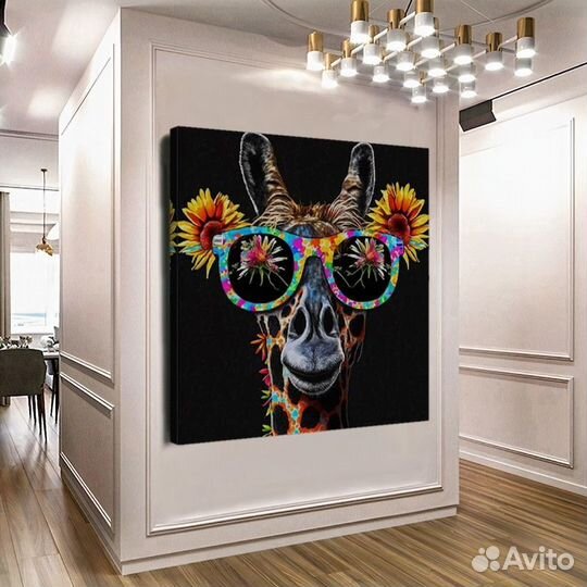 Картина маслом яркий жираф