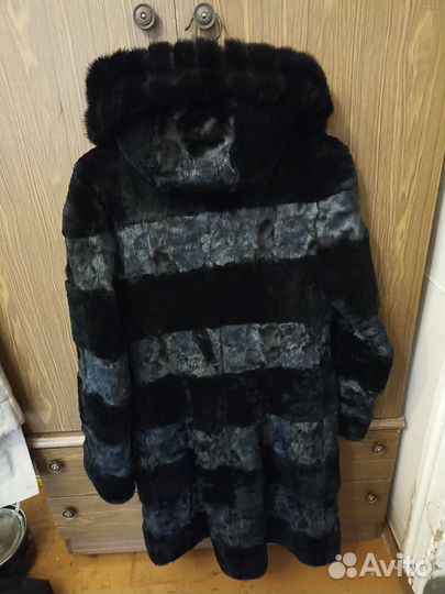 Шуба норковая с капюшоном 44 46 черная