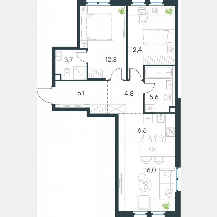 3-к. квартира, 67,9 м², 2/11 эт.