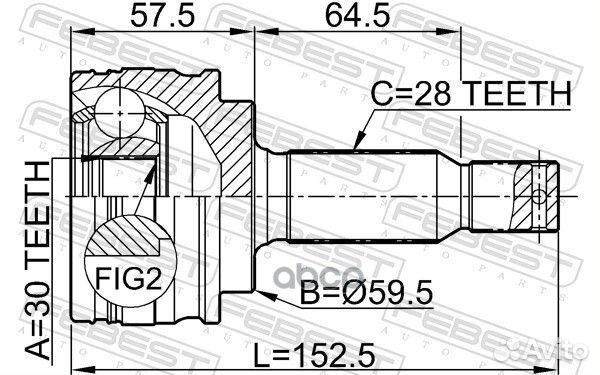 ШРУС наружный 30X59.5X28 mitsubishi lancer 07