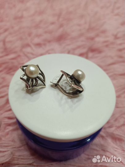 Серебряные серьги с жемчугом