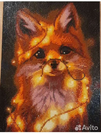 Алмазная мозаика на подрамнике 30*40 Лиса Гирлянда