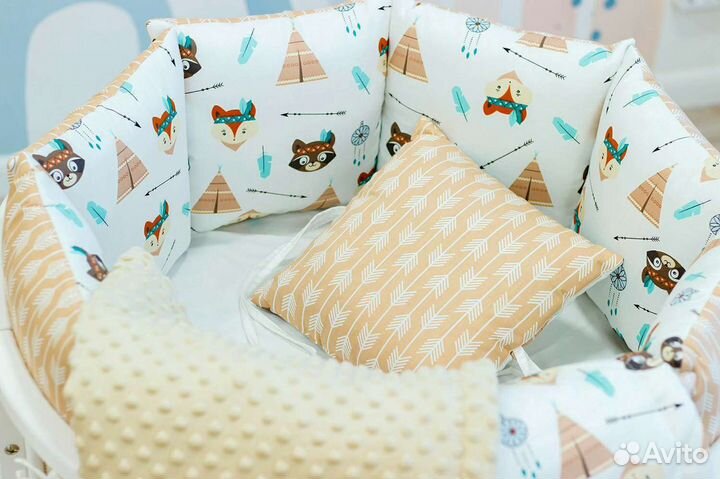 Бортики в кроватку, плед-одеяло новые