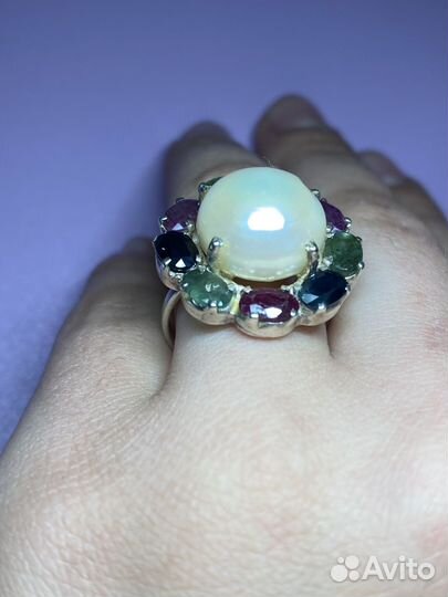 Серебряный комплект с натуральными камнями