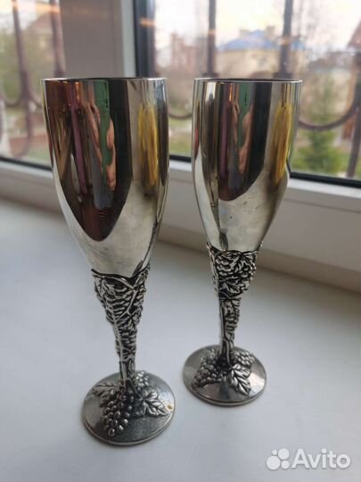 Фужеры Мельхиор пара фужеров праздничные богатые