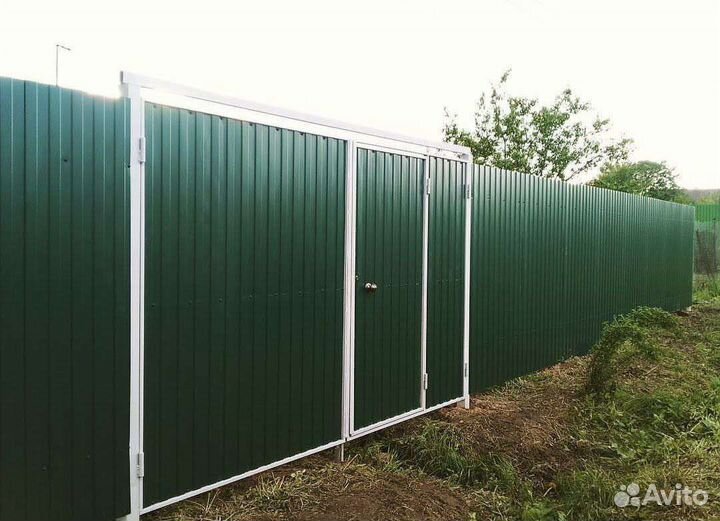 Забор, ворота 4 м, калитка - под ключ