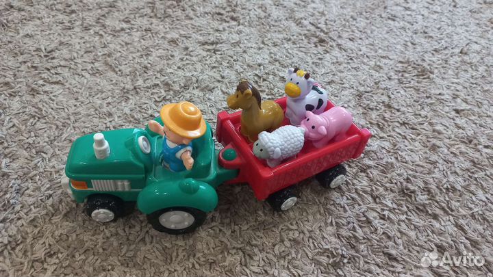 Детский трактор с прицепом и животными