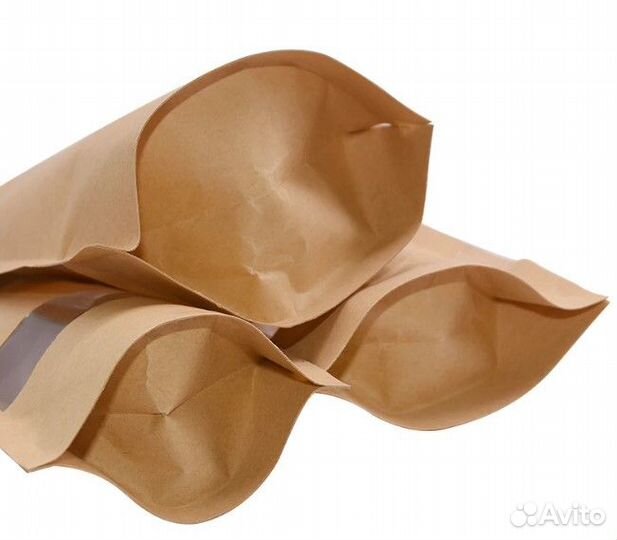 Крафт пакеты дой-пак, с прозрачным окном