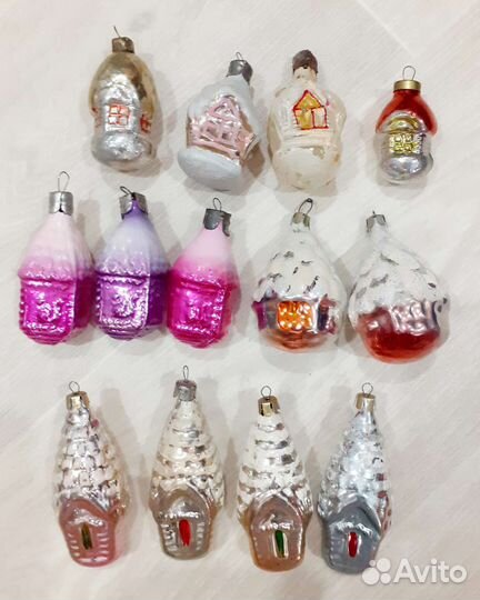 Елочные игрушки СССР Домики, парашюты, шишки