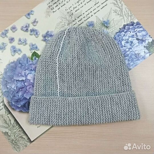 Шапка бини светло-серая