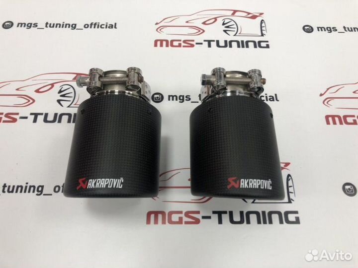 Насадки Akrapovic classic карбон одинарные 102 мм