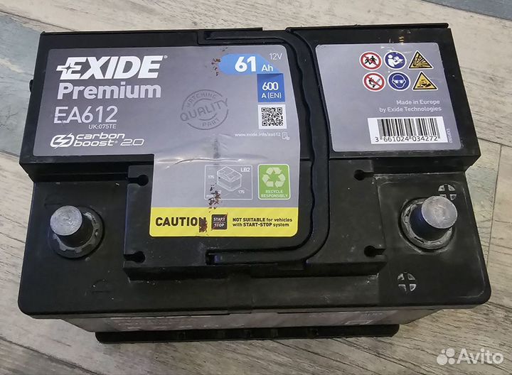 Аккумулятор автомобильный exide Premium EA612