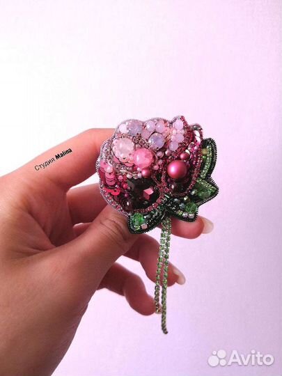 Брошь ручной работы цветы