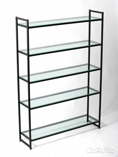 Стеллаж лофт пс-1712Ч со стеклянными полками
