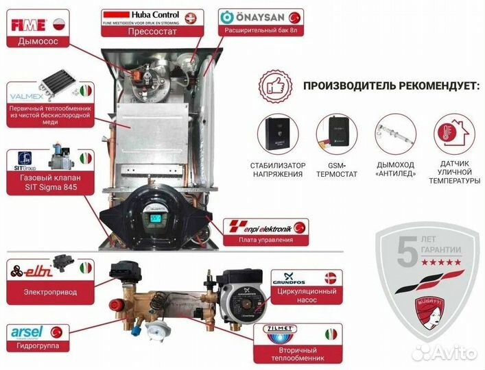Газовый котел настенный Federica Bugatti 24 кВт