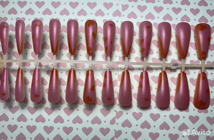 Накладные ногти френч длинные + клеевые полоски