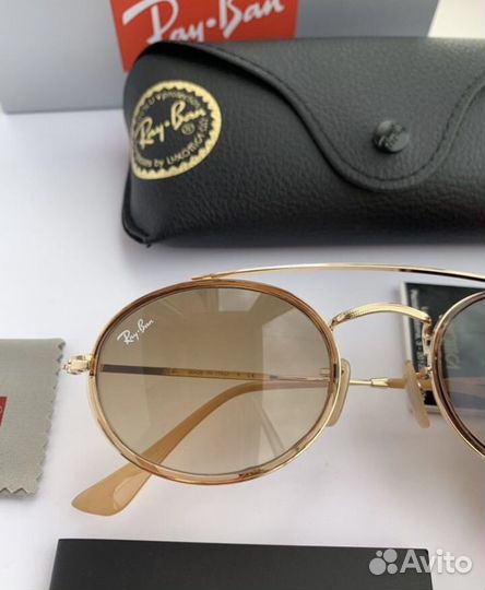 Очки ray ban oval Double Bridge коричневые