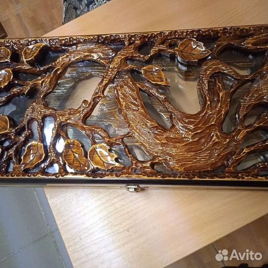 Нарды ручной работы со стеклом