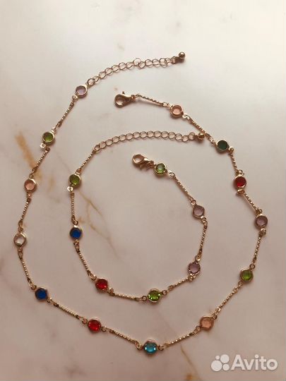 Браслет на ногу и колье безель