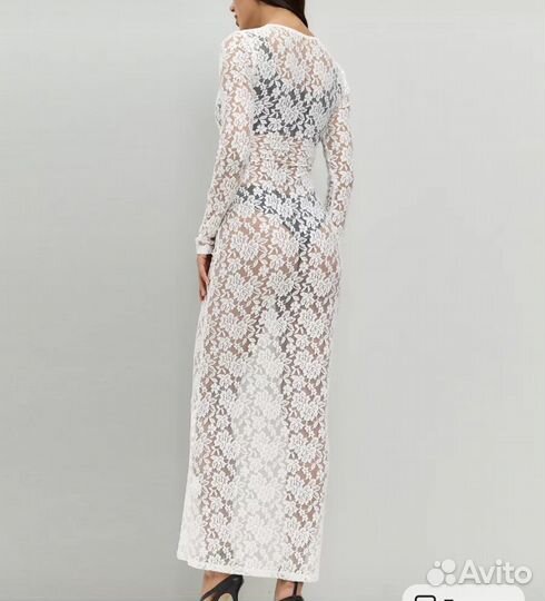 Платье длинное кружевное гипюр размер S