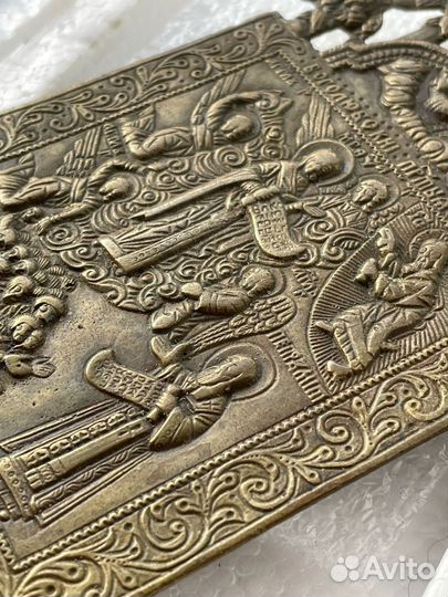 Икона латунь Богородица Боголюбская 18-19 век