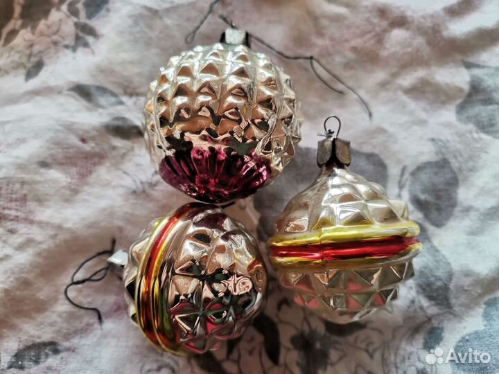 3 шарика Ёлочные игрушки СССР