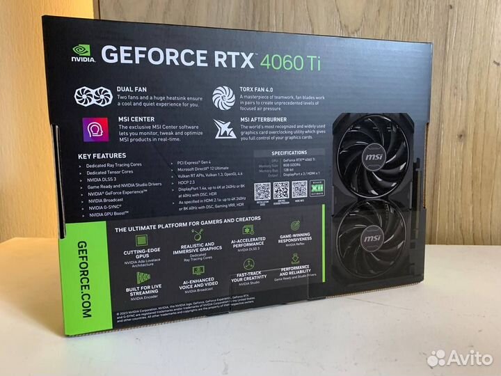 Видеокарта MSI GeForce RTX 4060 Ti Ventus 2X black