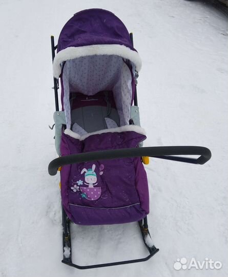 Детские санки коляска с колесами