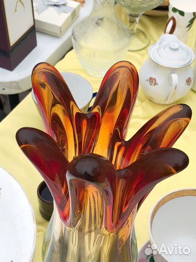 Ваза цветное стекло гутное Чехия