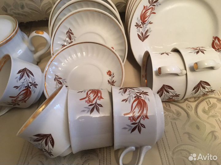 Чайный сервиз ссср. Богдановическая фарфоровая фаб