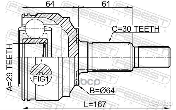 Шрус наружный задний 29x64x30 1710-Q7R Febest