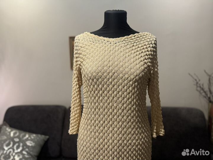 Платье женское вечернее бежево-золотистое