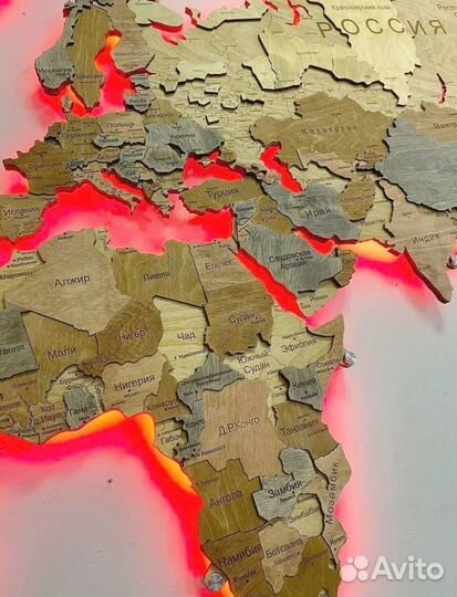 Деревянная карта мира для подарка