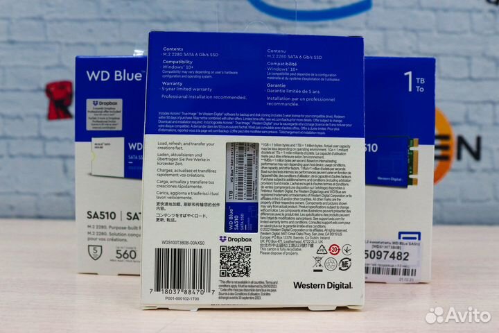 Новый SSD M.2 WD Blue SA510 1тб WDS100T3B0B
