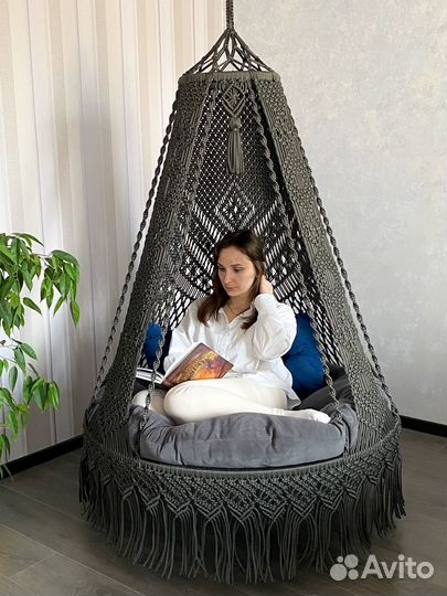 Подвесное кресло шатер макраме