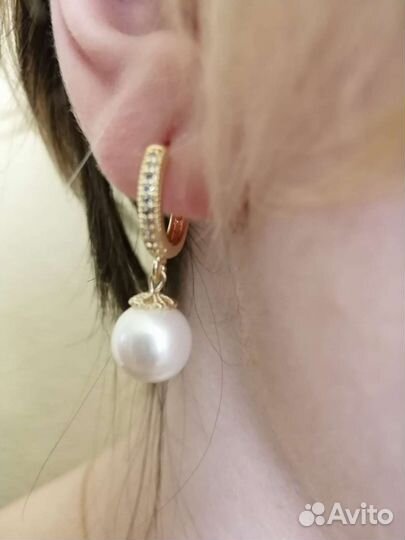 Серьги и кулон из натурального жемчуга, листайте