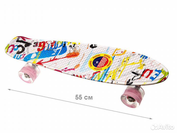Скейт - Пенни борд принтованный свет колес pu 55с