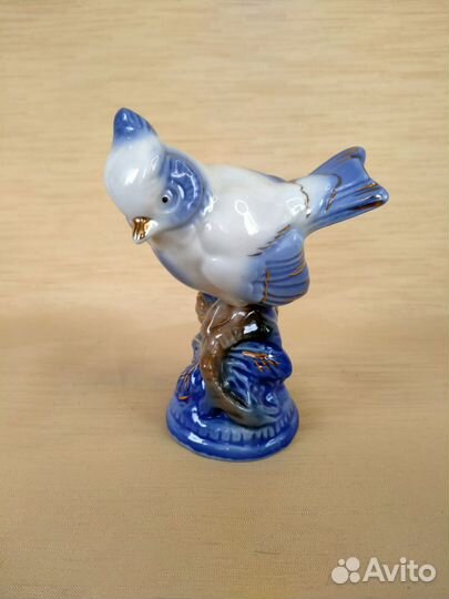 Фарфоровая статуэтка Синица Старая Гжель