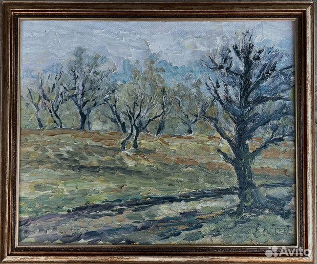 Картина маслом на двп Молодая весна