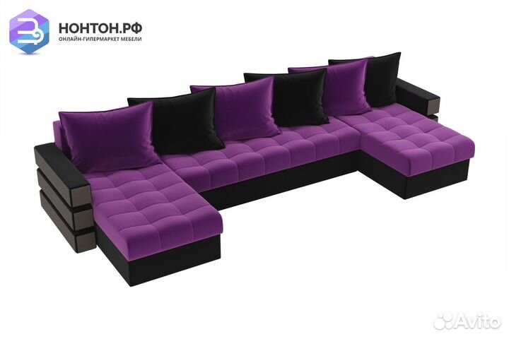 Диван п-образный еврокнижка Венеция микровельвет ф
