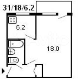Комната 19 м² в 1-к., 2/5 эт.