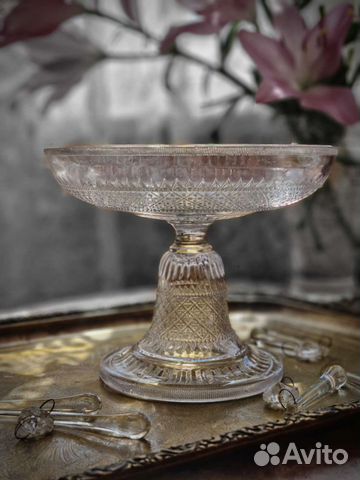 Ваза На Ножке Старинное Стекло