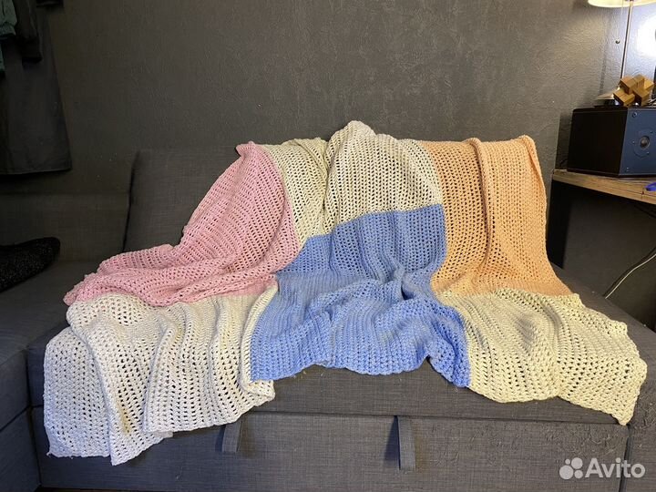 Плед-одеяло вязаный ручная работа