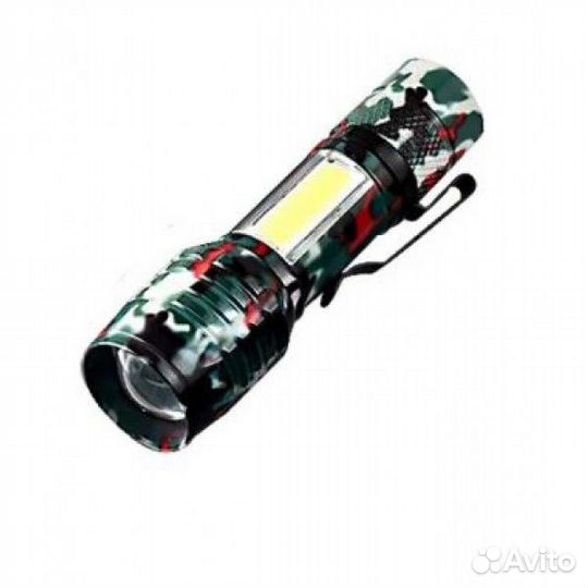 Фонарик металлический YYC-535M Zoom, Cob, Micro Us