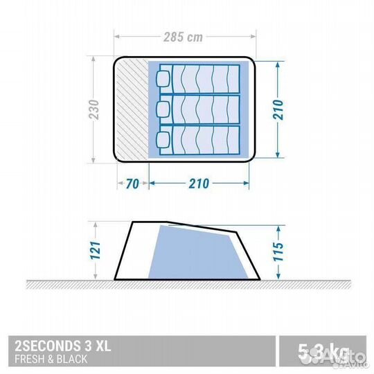 В наличии Quechua 2 Seconds 3XL Fresh&Black