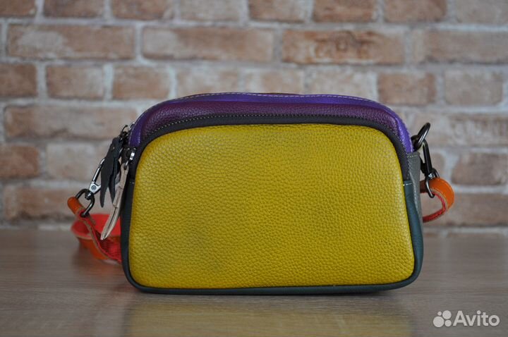 Сумка женская кожаная кросс-боди горчич арт.01-04