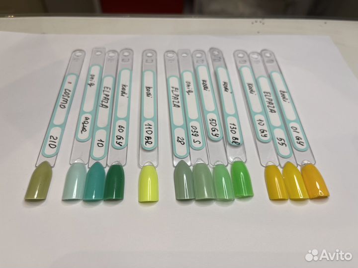 Гель лаки зеленые желтые 12 шт