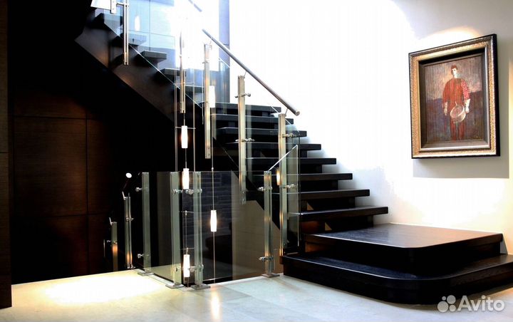 Стеклянные ограждения лестницы от производителя
