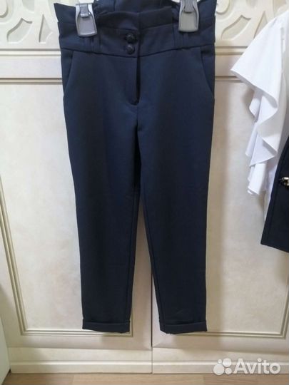 Белый школьный фартук, 128 рост