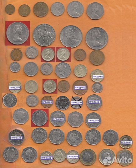 Монеты Великобритании (Англии) с 1971 по 2016 гг